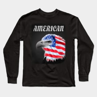 American Flag and Eagle, Flag and Eagle, 4th of July Long Sleeve T-Shirt